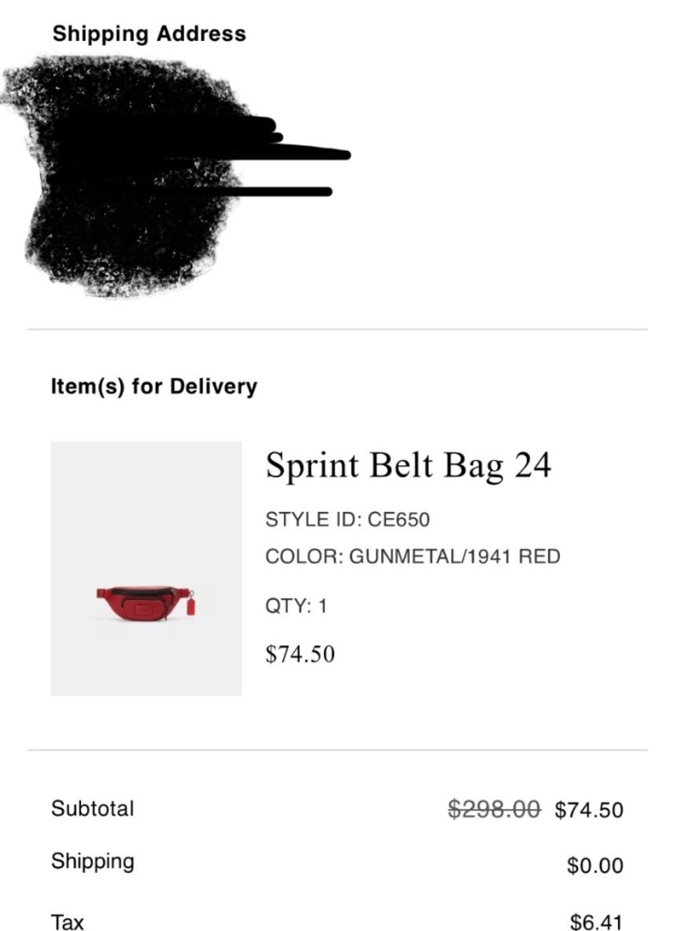 Red Coach Belt Bag